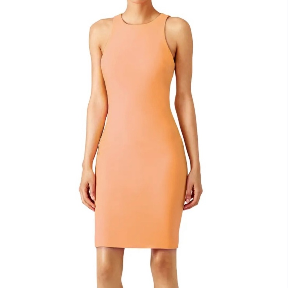 Elizabeth and James coral bodycon dress.